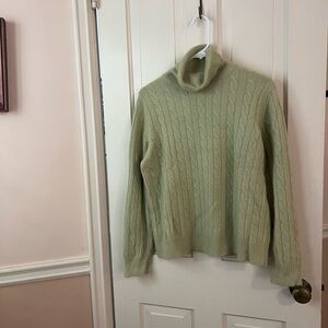 Pierre Cardin Green Turtleneck Sweater with Cable Knit